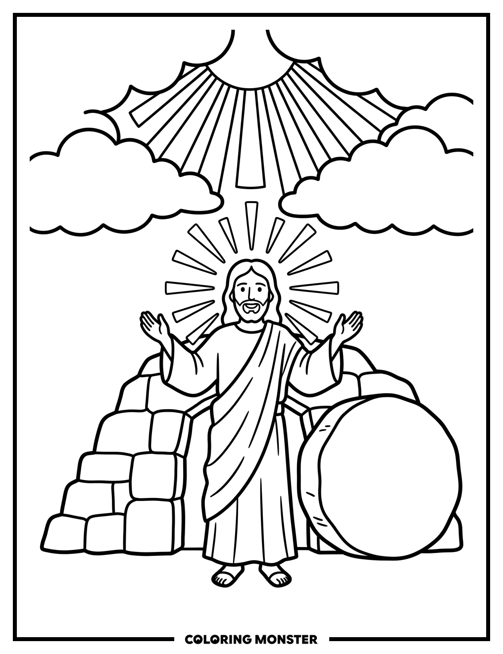 Jesus Risen From The Tomb Coloring Page