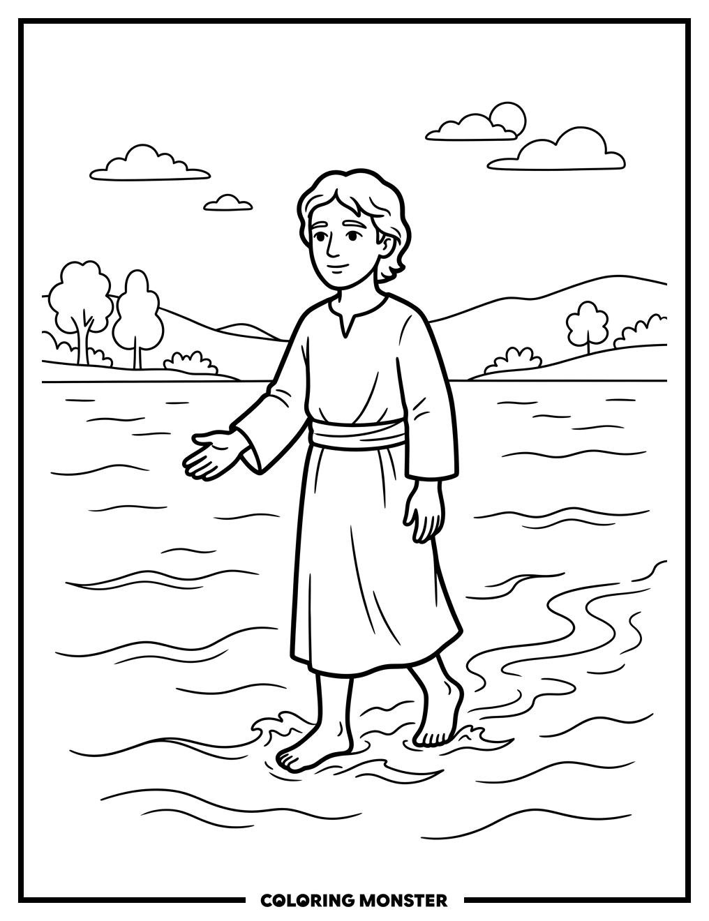 Jesus Walking on Water Coloring Page