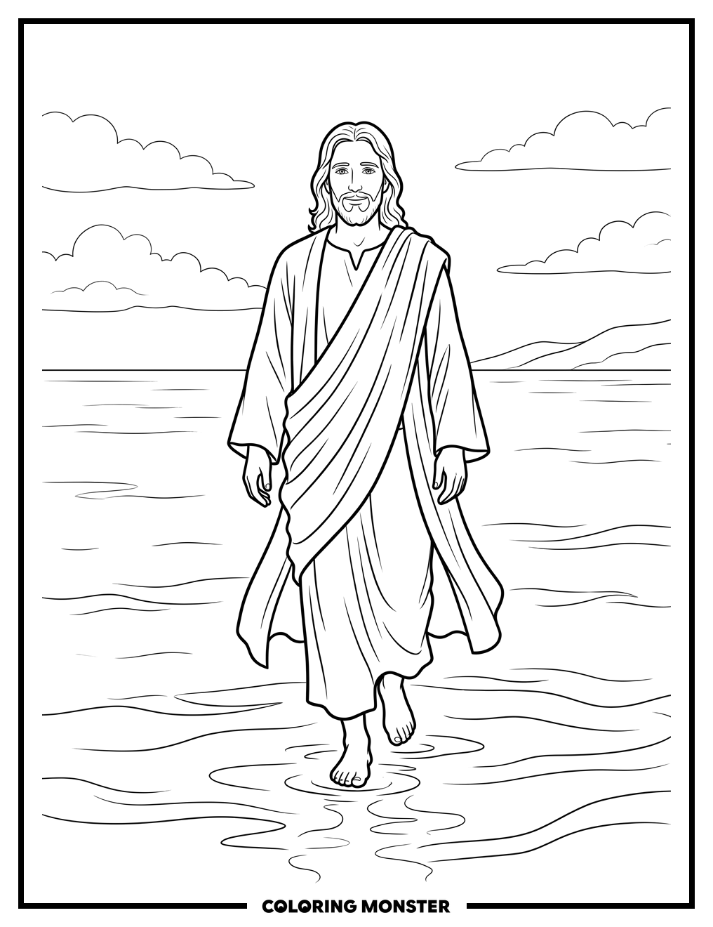 Jesus Walking On Water Coloring Page