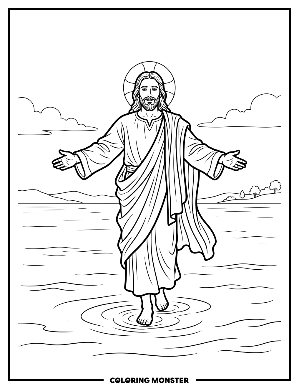 Jesus Walks On Water Coloring Page