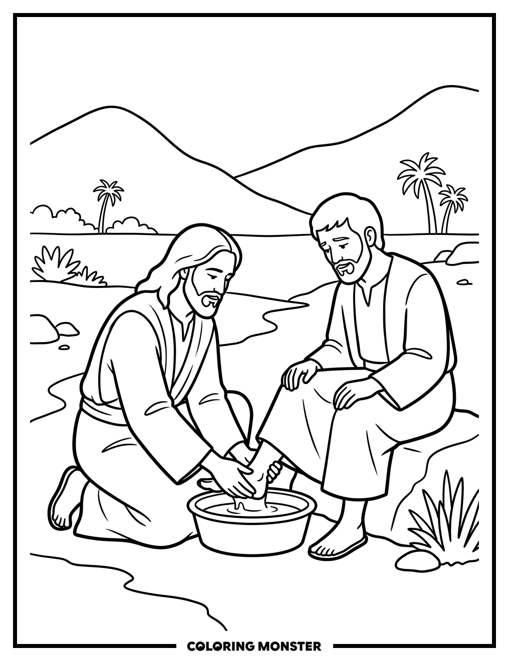 Jesus Washing His Disciple's Feet Coloring Page