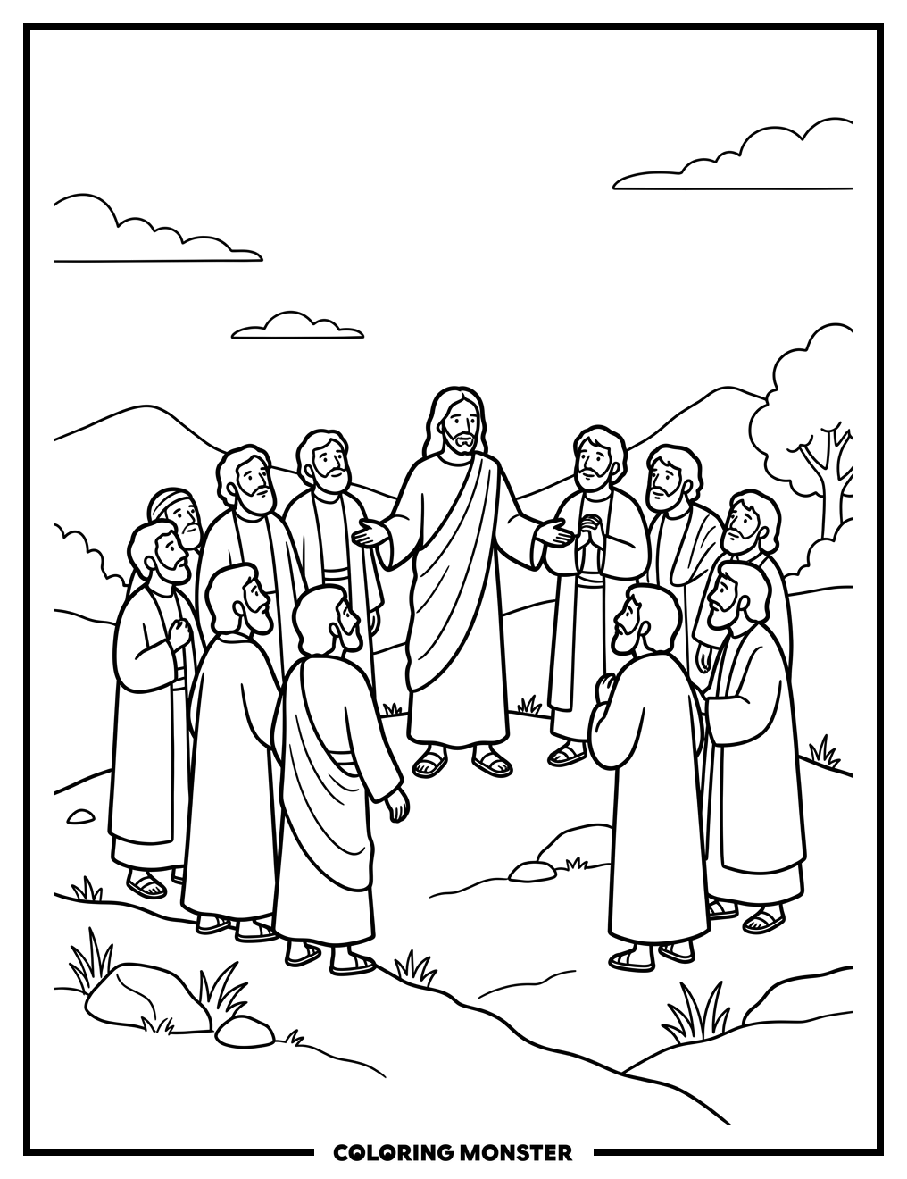 Jesus With His Disciples Coloring Page