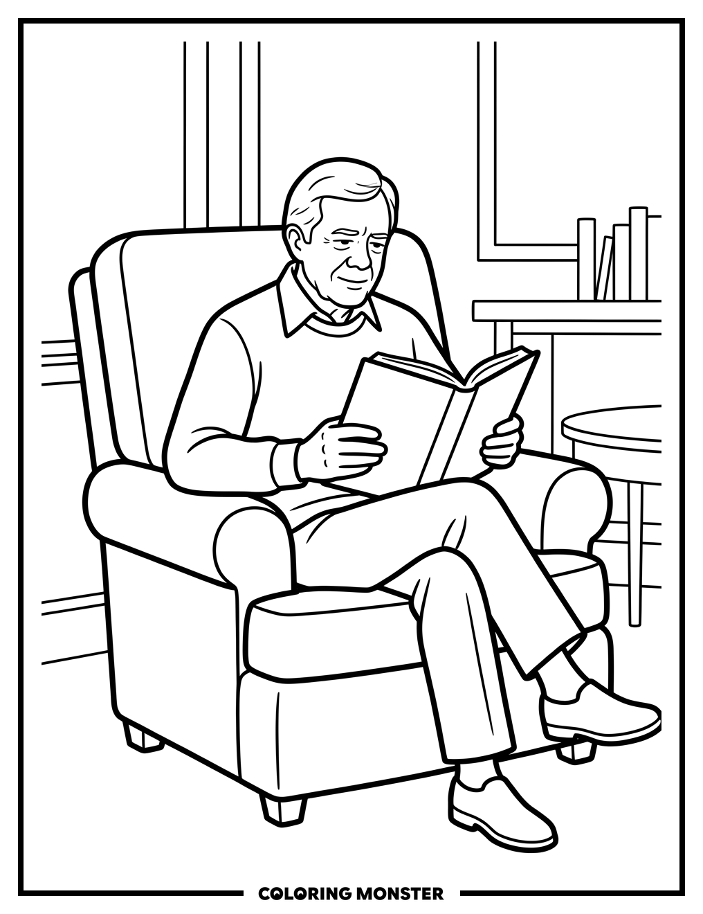 Jimmy Carter Reading A Book Coloring Page
