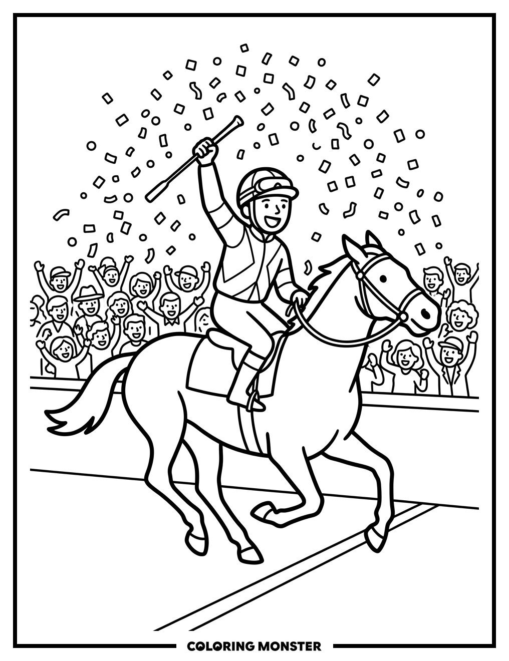 Jockey Wins Race Coloring Page