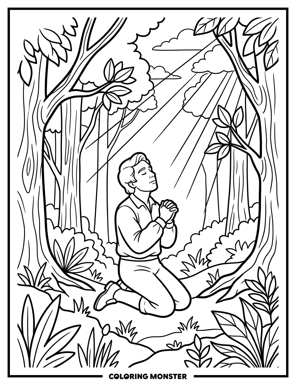 Joseph Smith in Forest Clearing Coloring Page