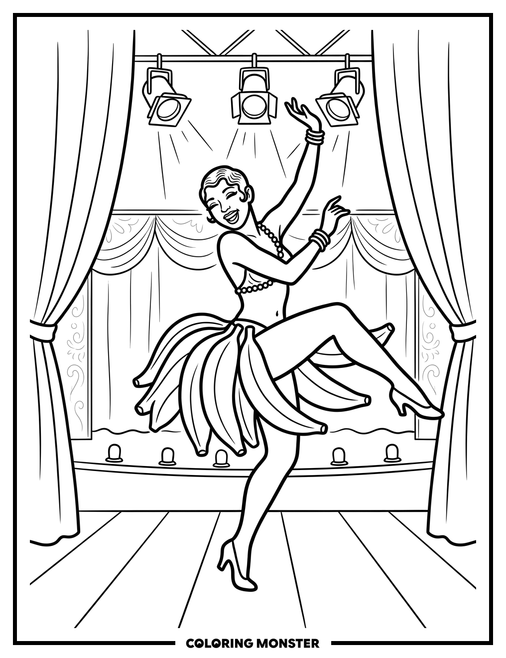 Josephine Baker Dancing Coloring Page