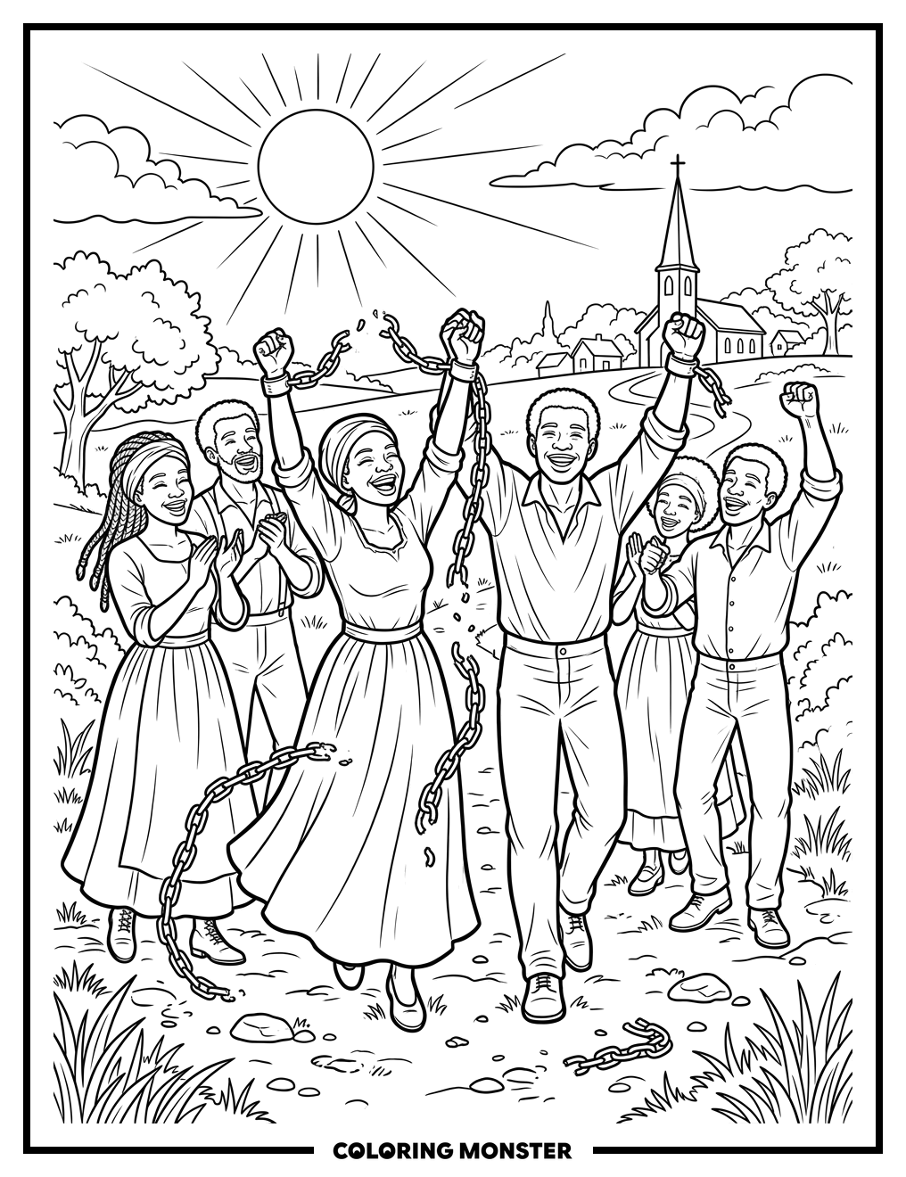Joyful Celebration Of Freedom Coloring Page