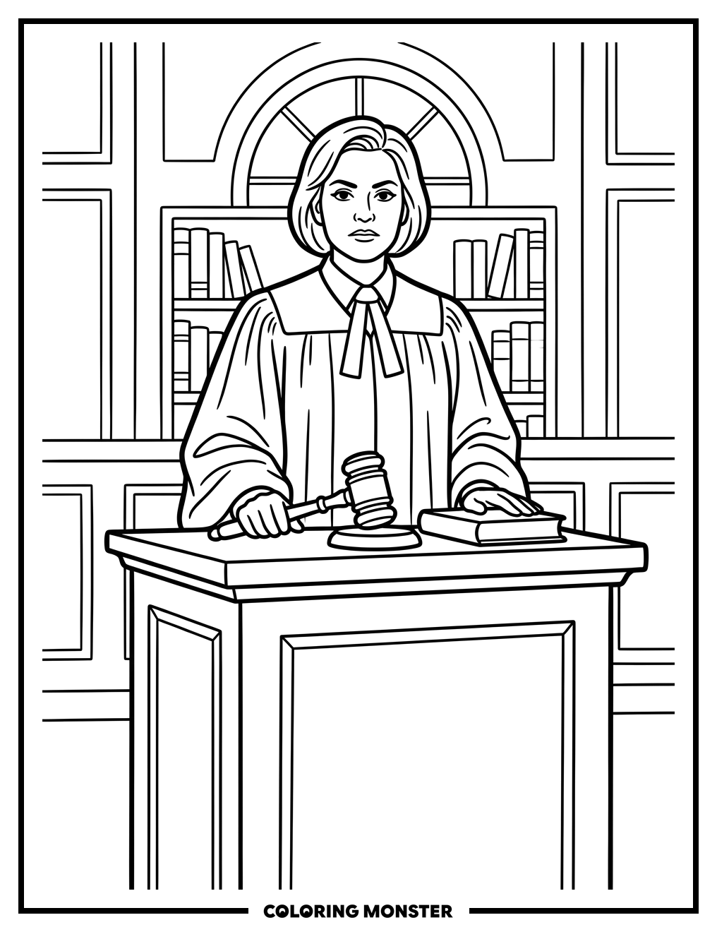 Judge at Podium Coloring Page