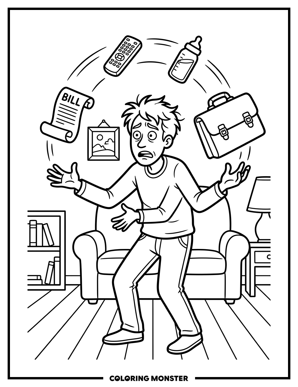 Juggling Adult Responsibilities Coloring Page