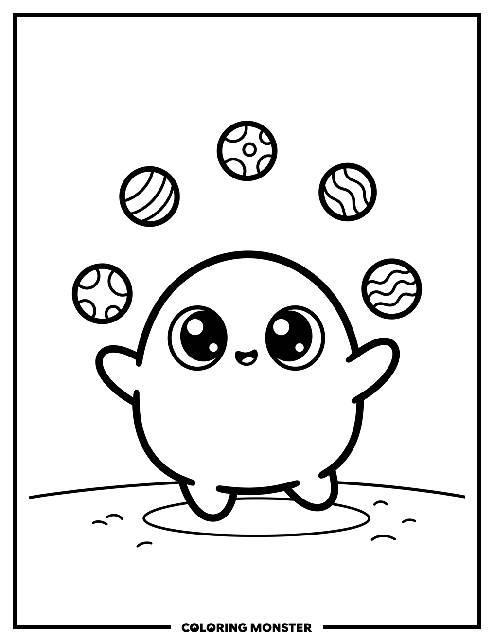 Juggling Slime Character Coloring Page