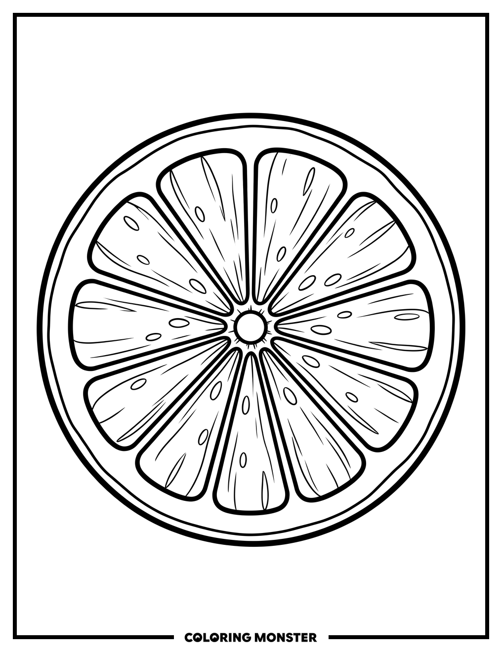 Juicy Lemon Slice Coloring Page