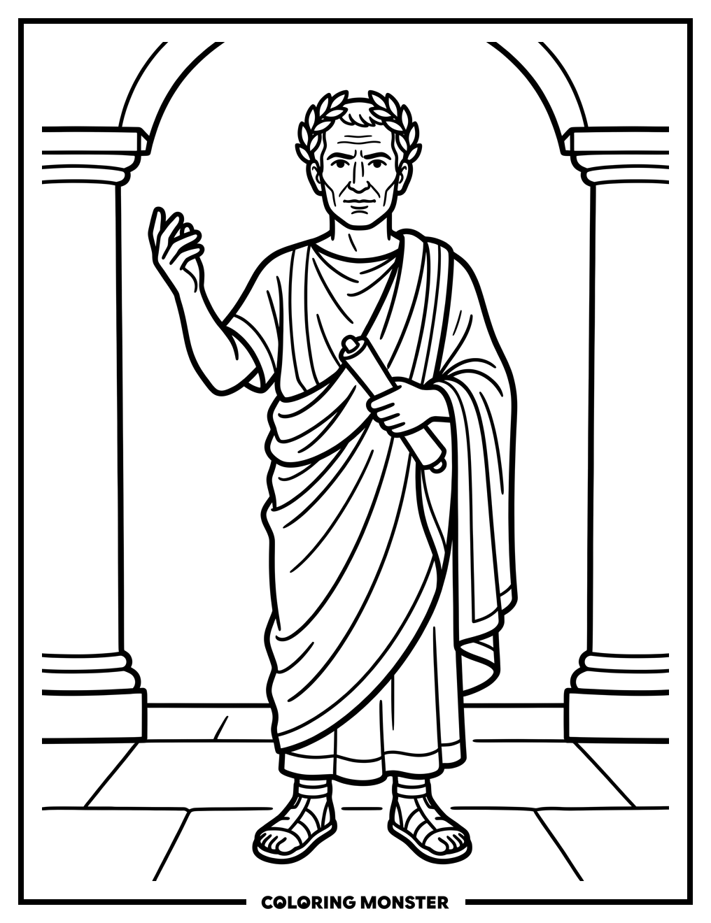 Julius Caesar With Laurel Wreath Coloring Page