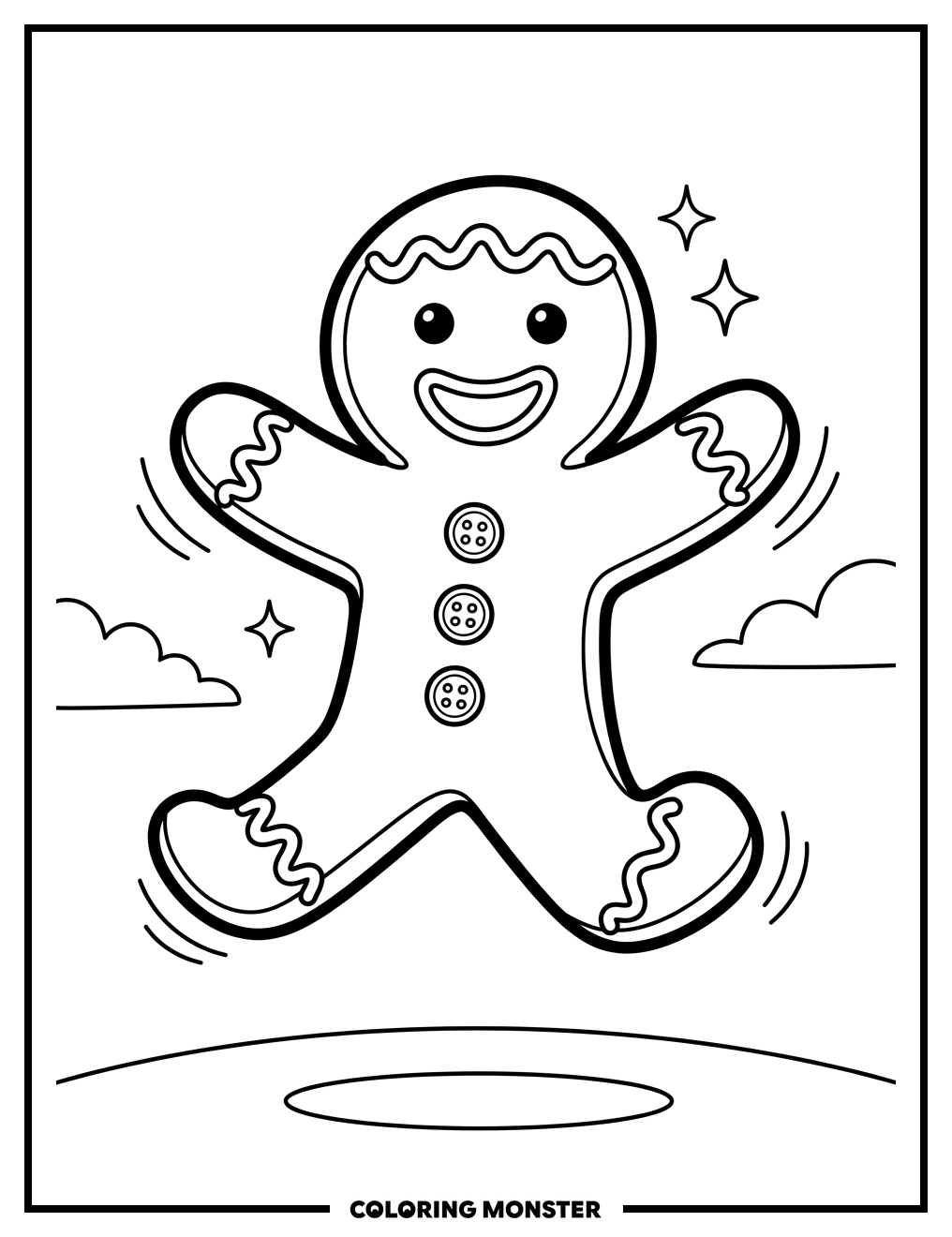 Jumping Gingerbread Man Coloring Page
