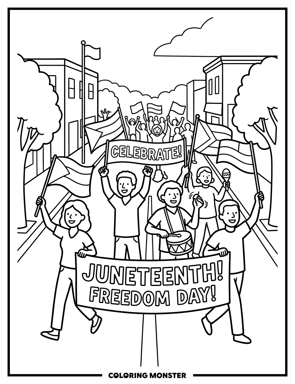 Juneteenth Parade Celebration Coloring Page