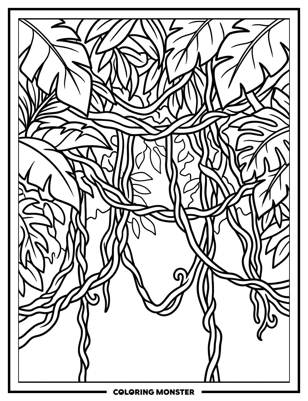 Jungle Canopy View From Below Coloring Page