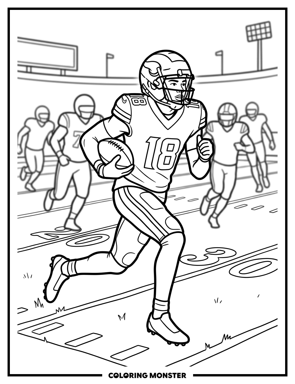 Justin Jefferson Running With Football Coloring Page