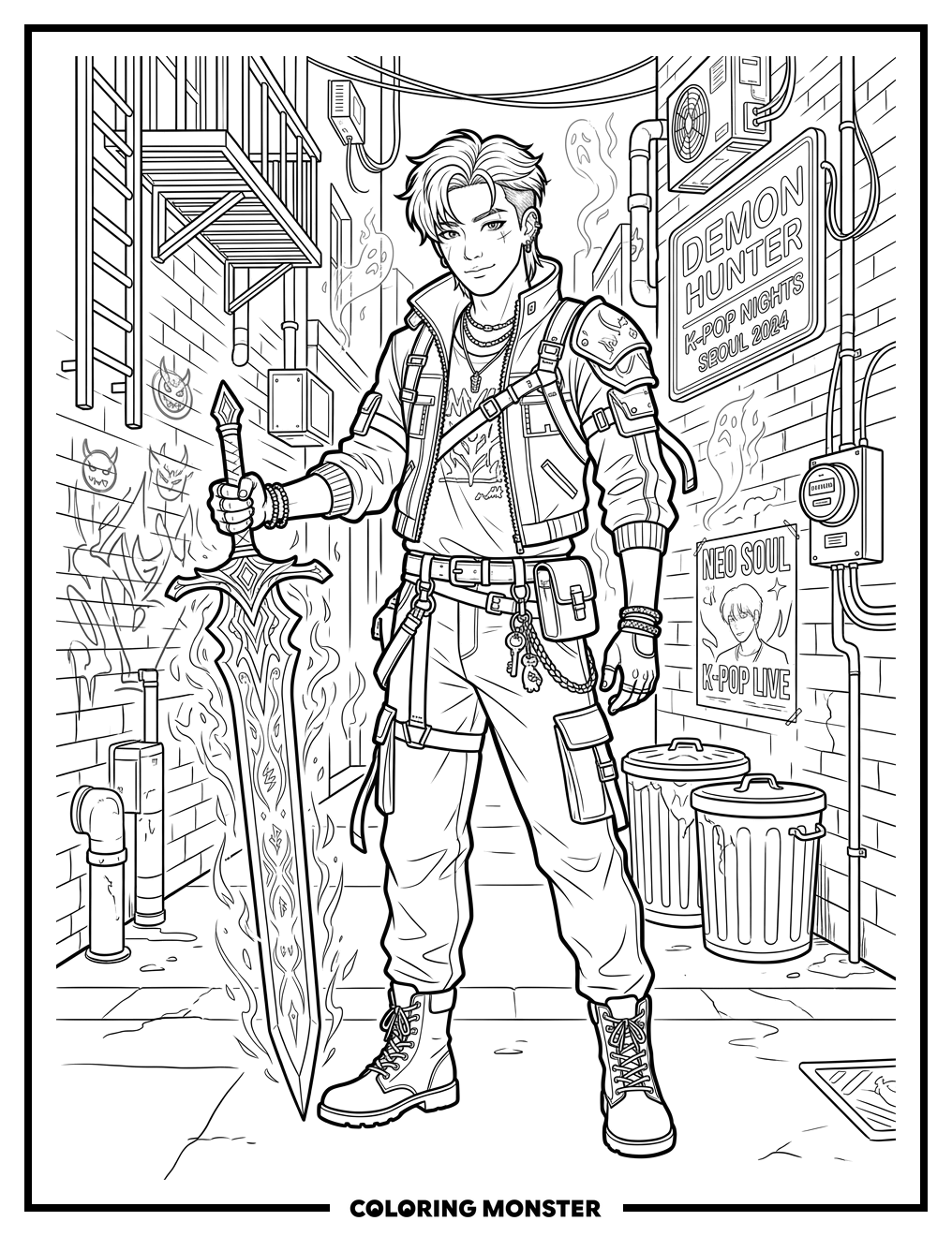 K-Pop Demon Hunter Idol Coloring Page