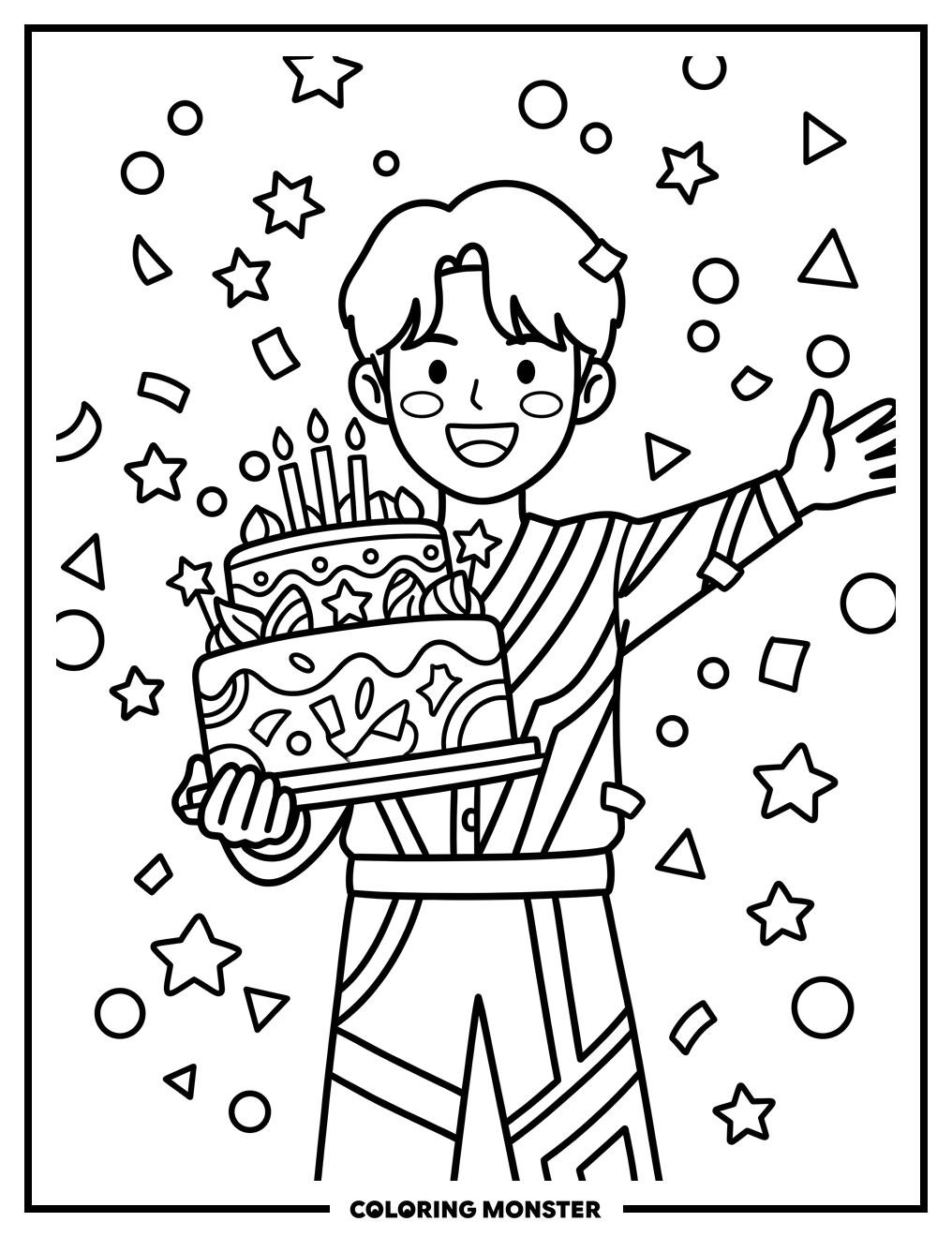 K-Pop Idol Birthday Celebration Coloring Page