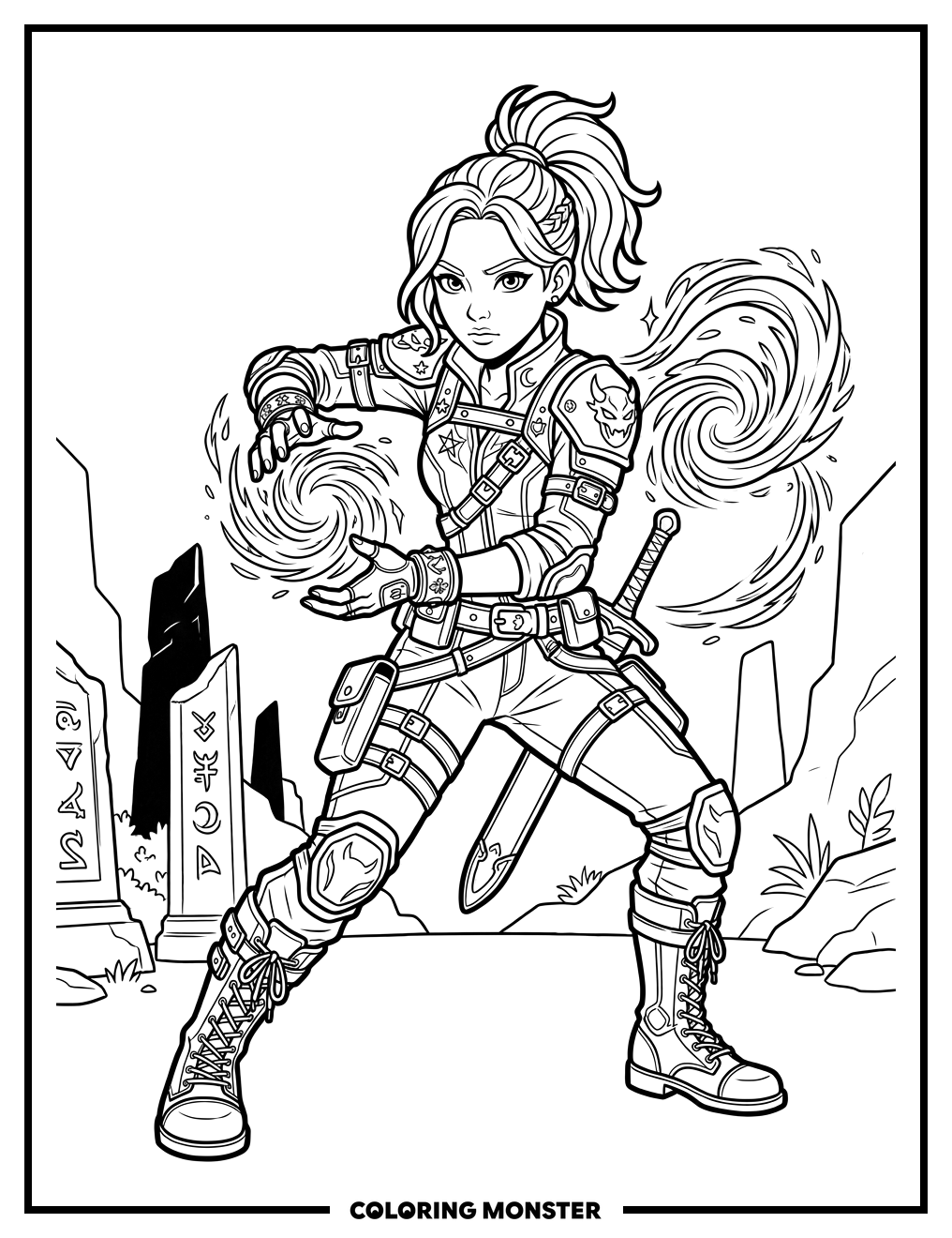 K-Pop Idol Conjures Magic Coloring Page