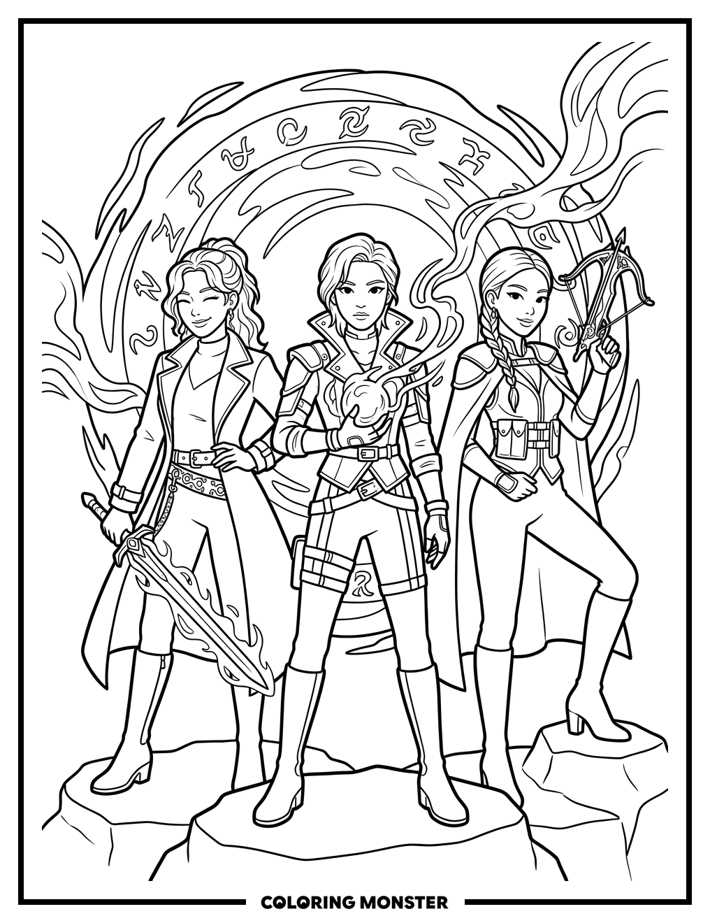 K-Pop Idols as Demon Hunters Coloring Page