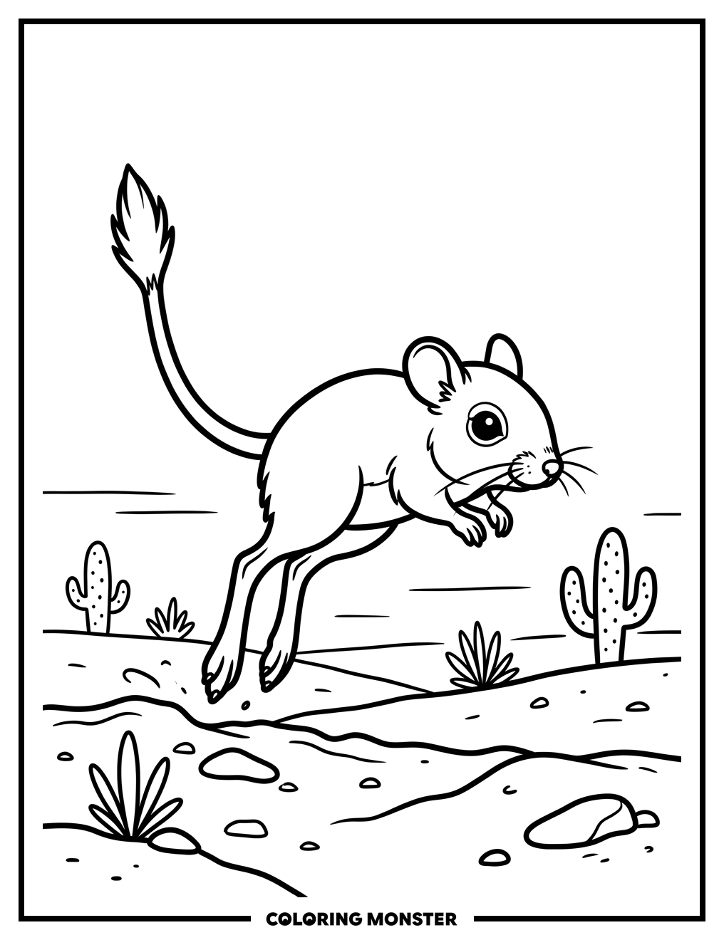 Kangaroo Rat Mid-Hop Coloring Page