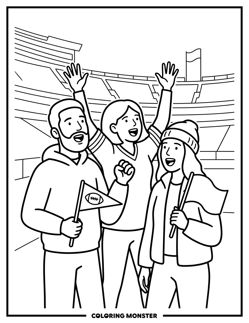 Kansas City Chiefs Fans Cheering Coloring Page