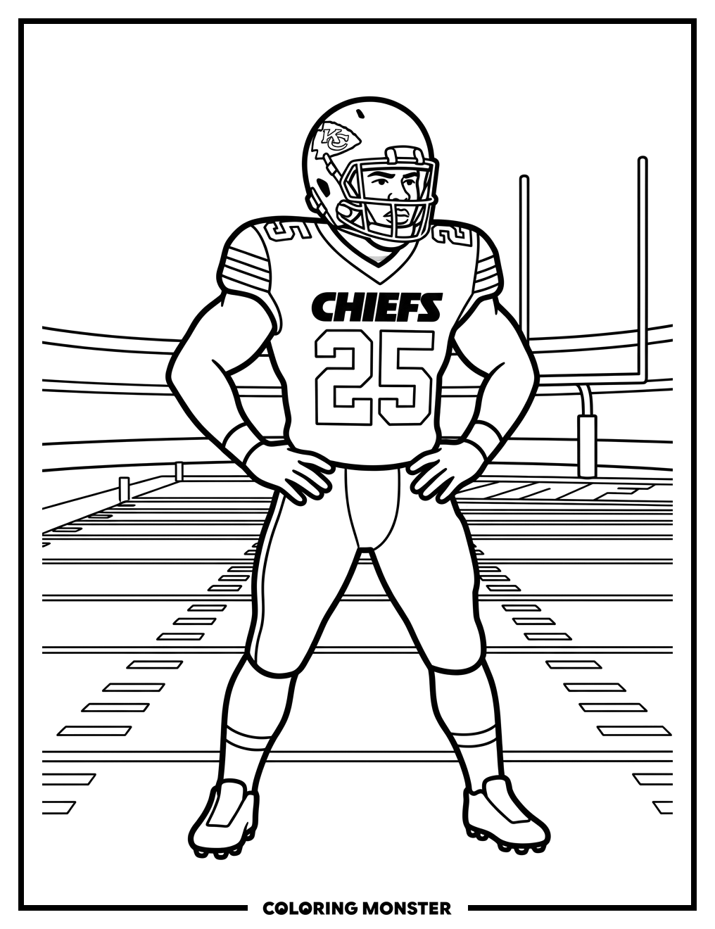 Kansas City Chiefs Football Player Coloring Page