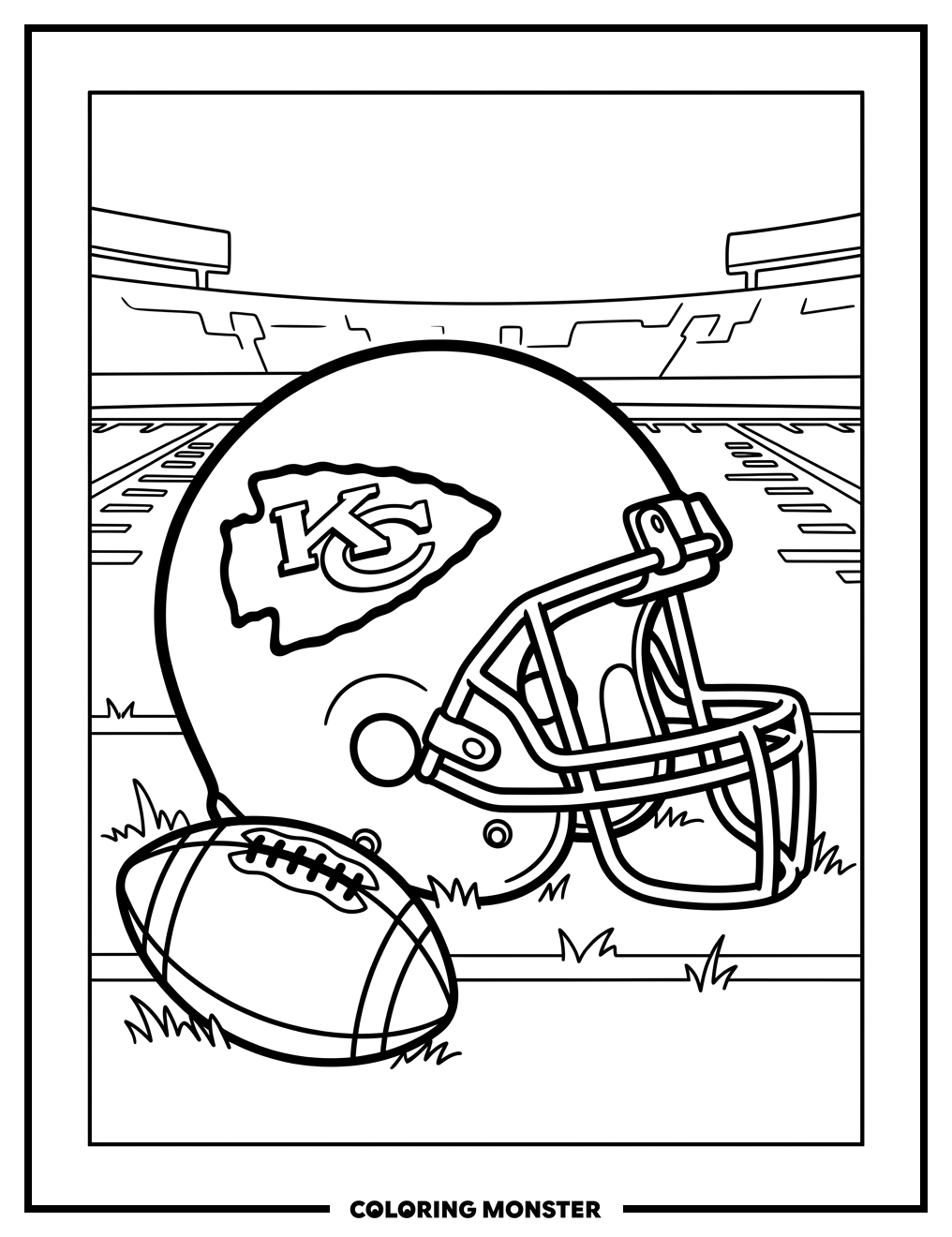 Kansas City Chiefs Helmet and Football Coloring Page