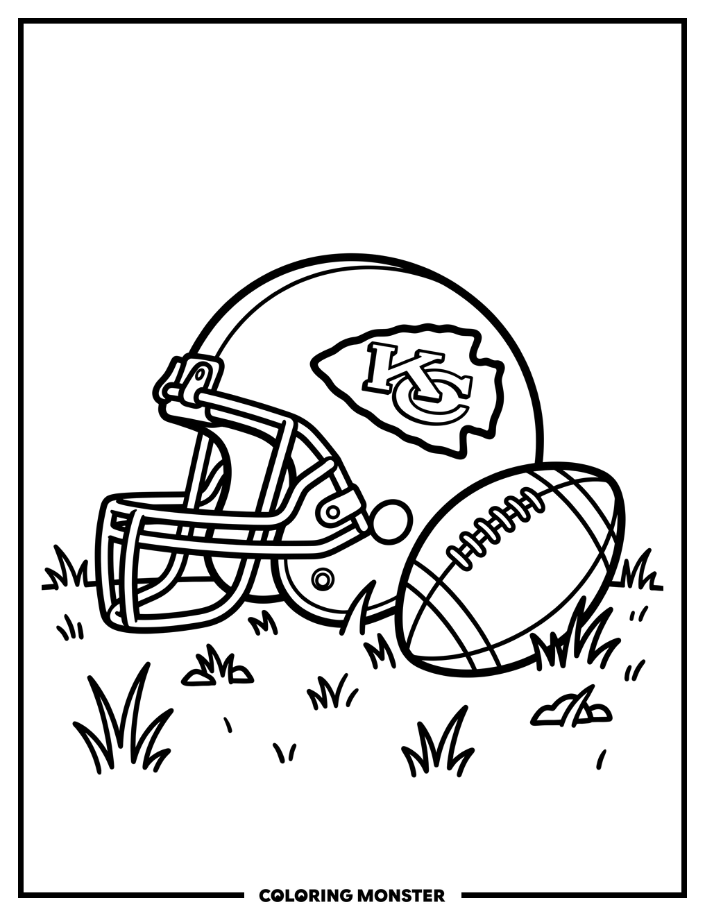 Kansas City Chiefs Helmet and Football Coloring Page