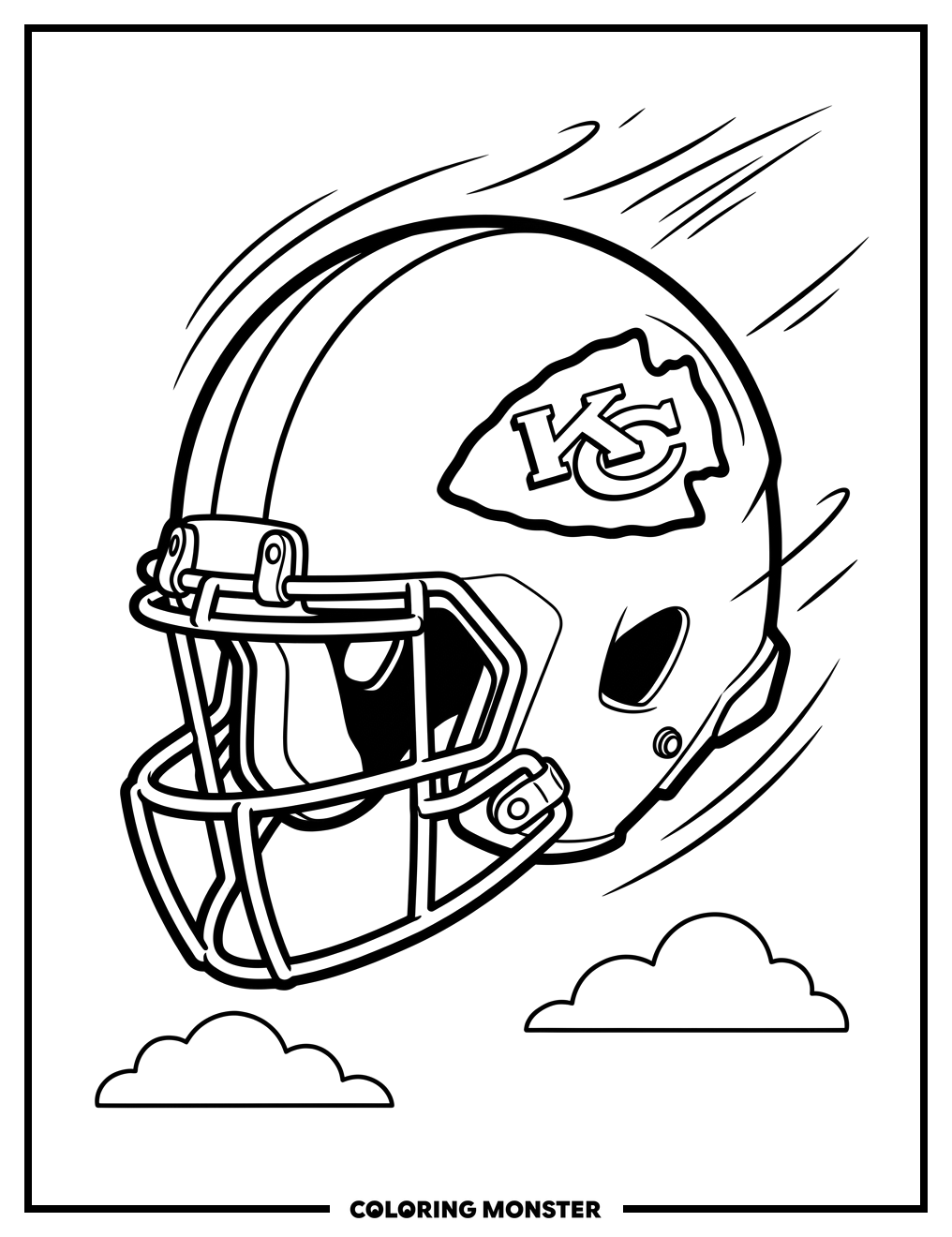 Kansas City Chiefs Helmet Flying Coloring Page