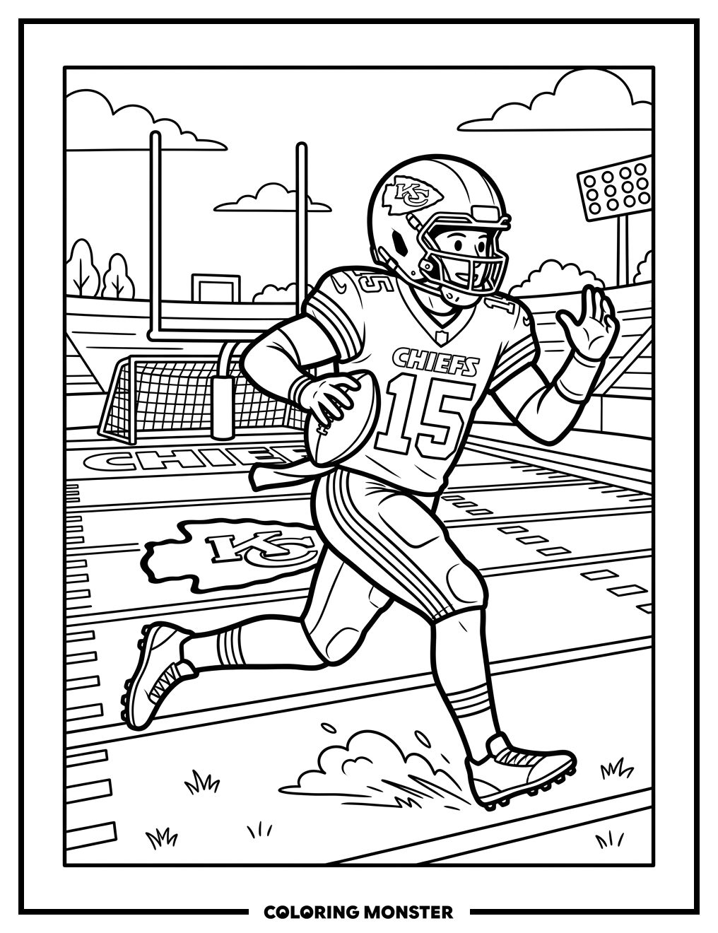 Kansas City Chiefs Player in Action Coloring Page