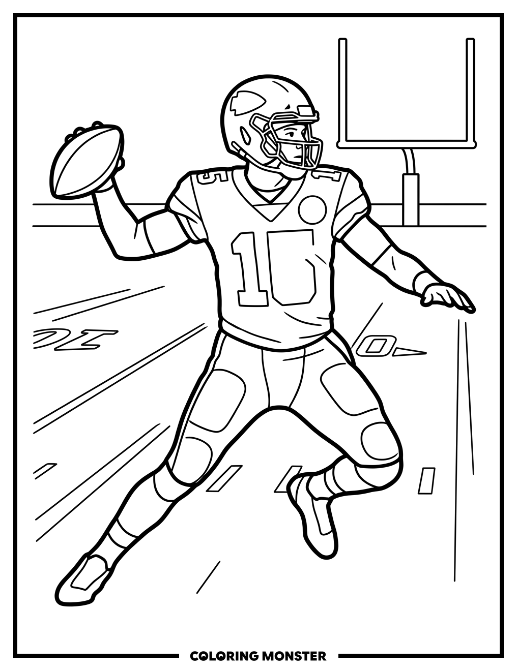 Kansas City Chiefs Player With Football Coloring Page