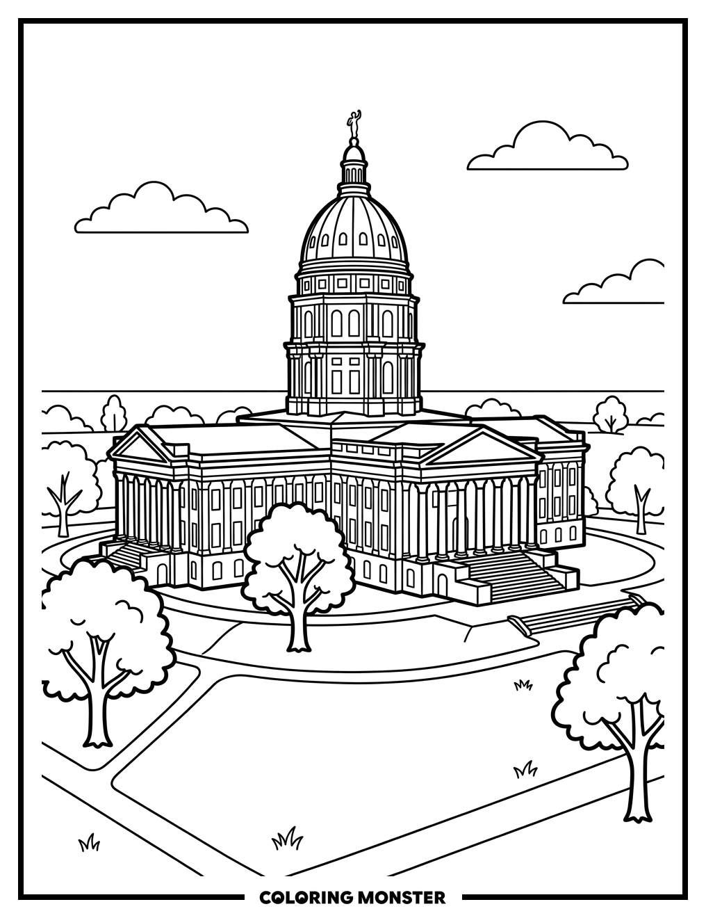 Kansas State Capitol Building Coloring Page