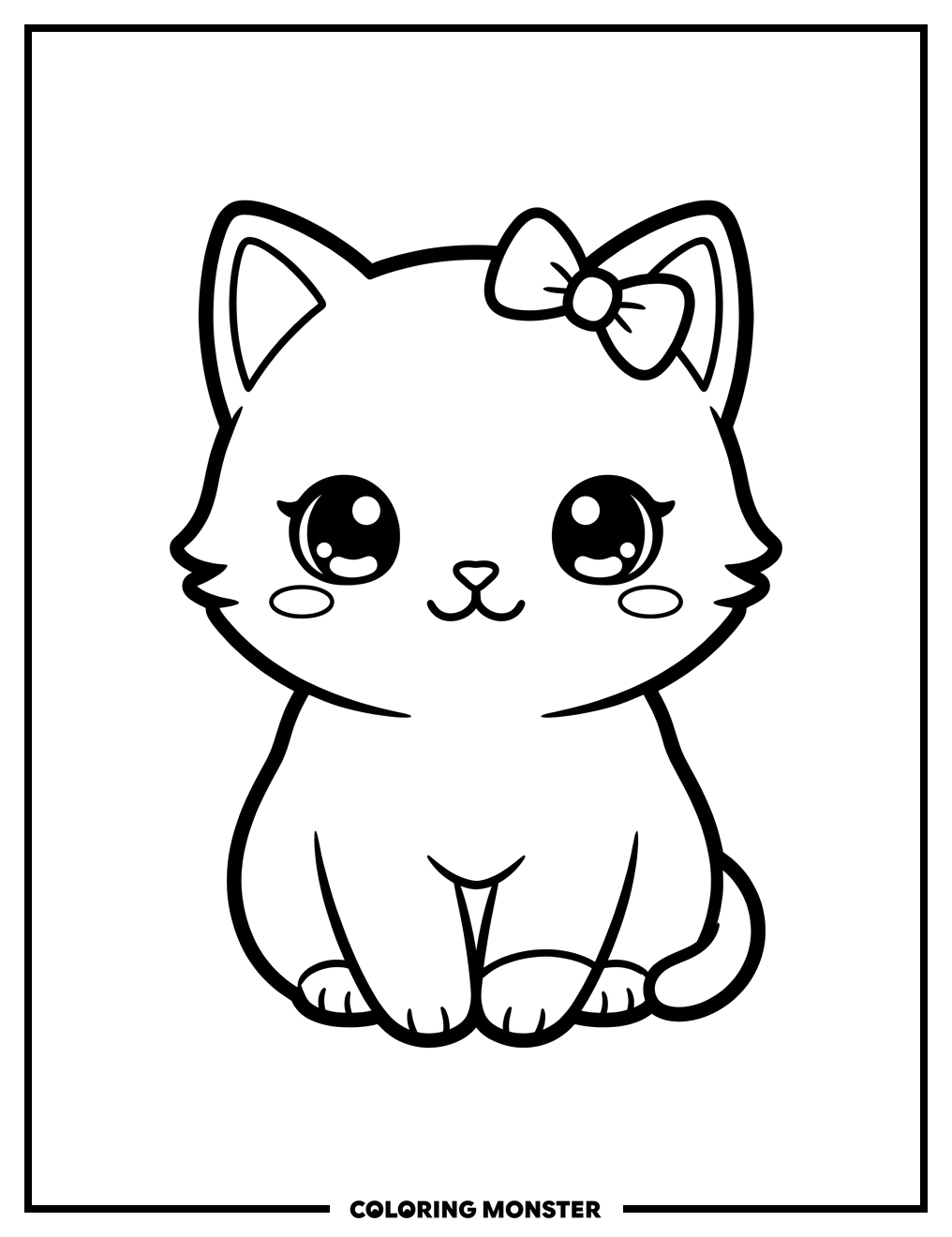 Kawaii Chibi Cat Coloring Page
