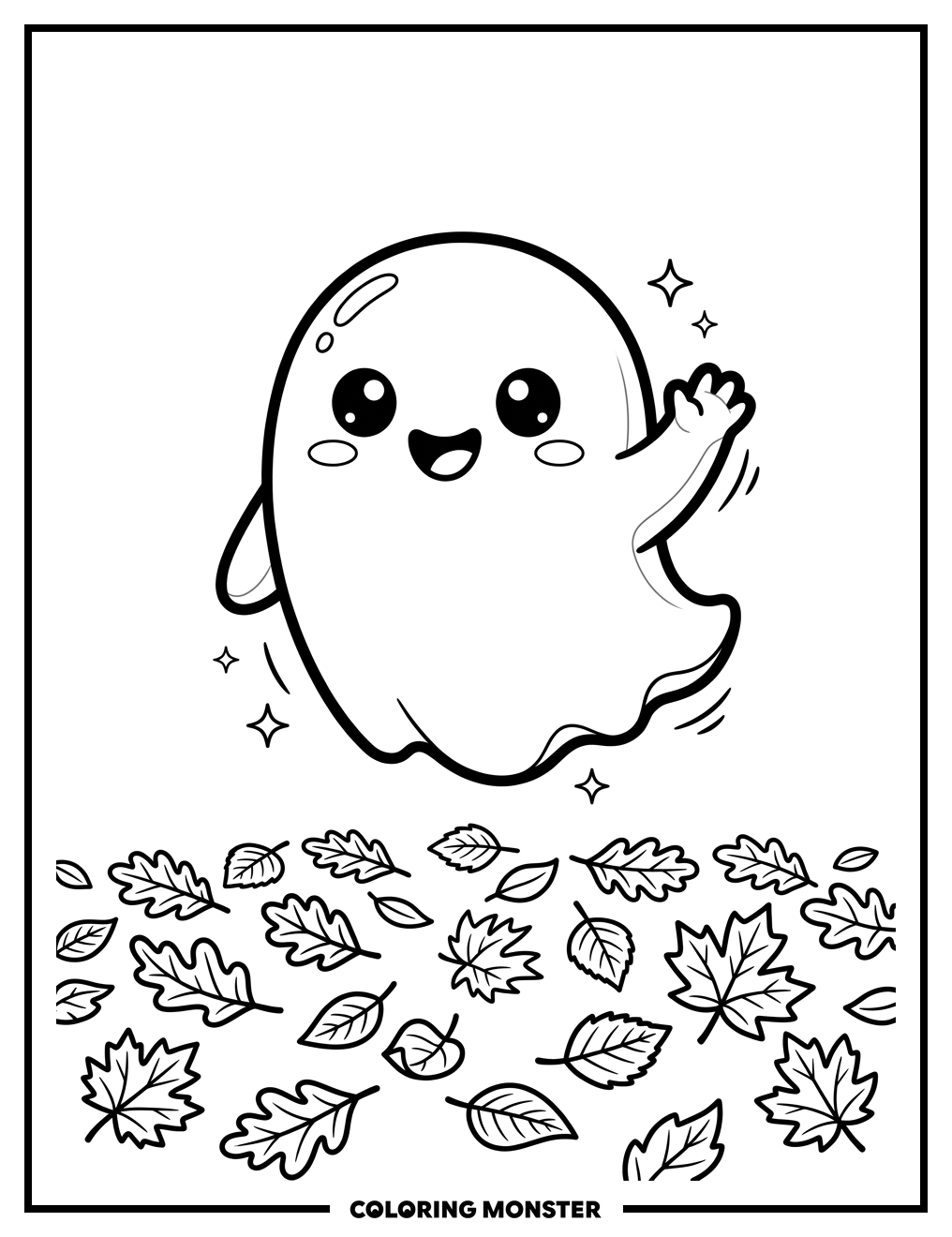 Kawaii Ghost Waving Hello
