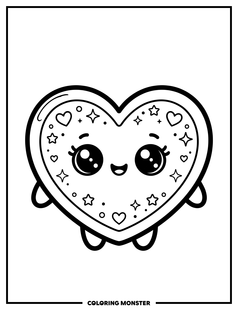 Kawaii Heart for Valentine's Day Coloring Page