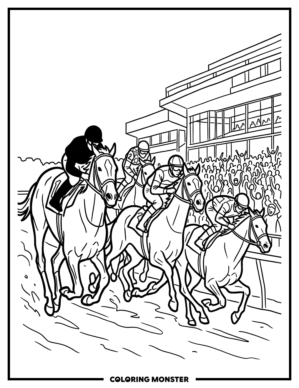 Kentucky Derby Horse Race Coloring Page