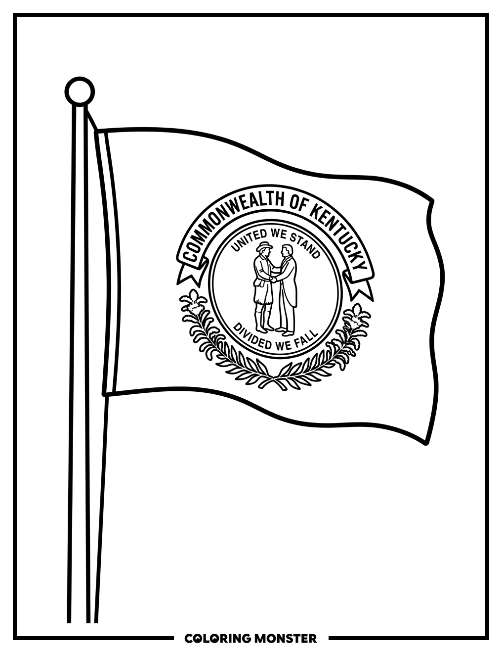 Kentucky State Flag Flying Coloring Page