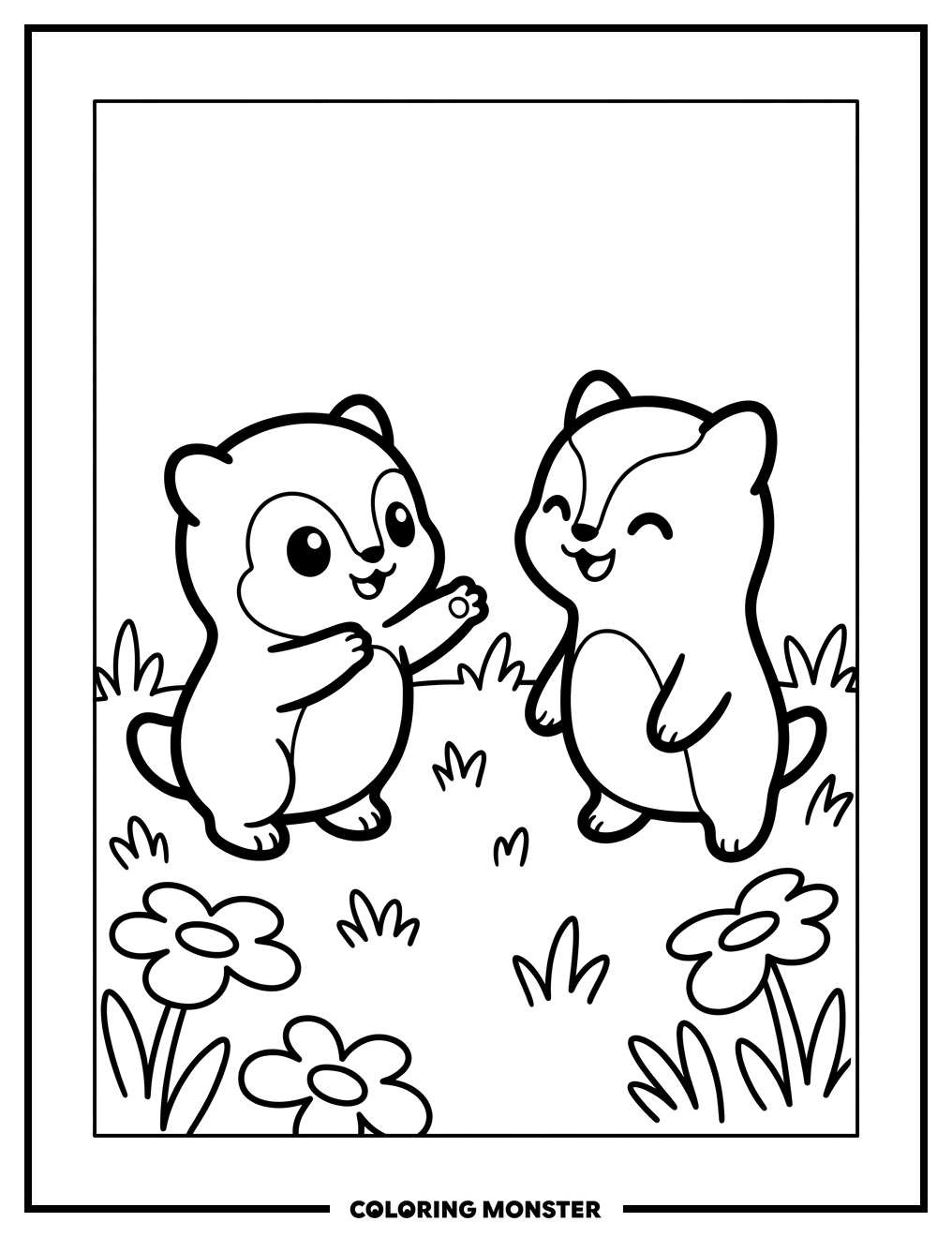 Ketchuru and Musturu Playing Together Coloring Page