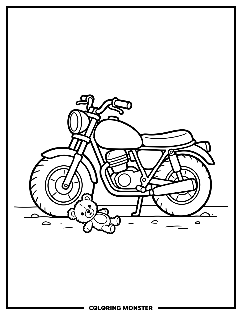 Kid's Motorcycle and Toy Coloring Page