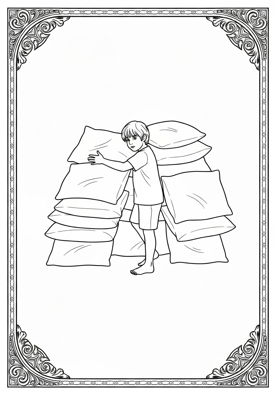 Kids Building A Fort Out Of Pillows