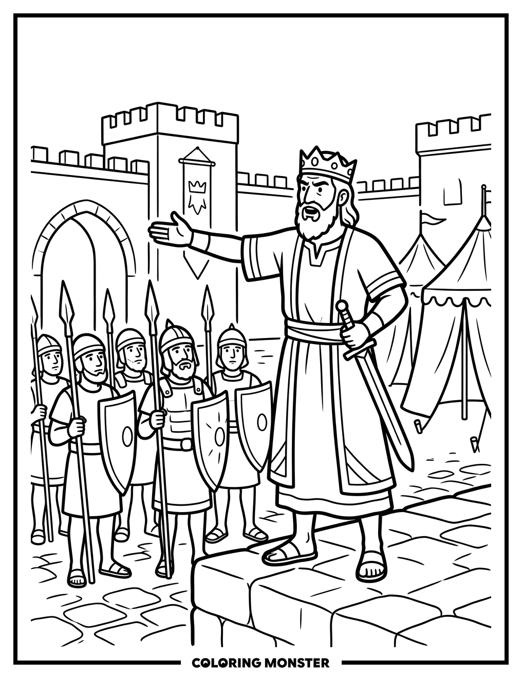 King Abimelech Addressing Soldiers Coloring Page