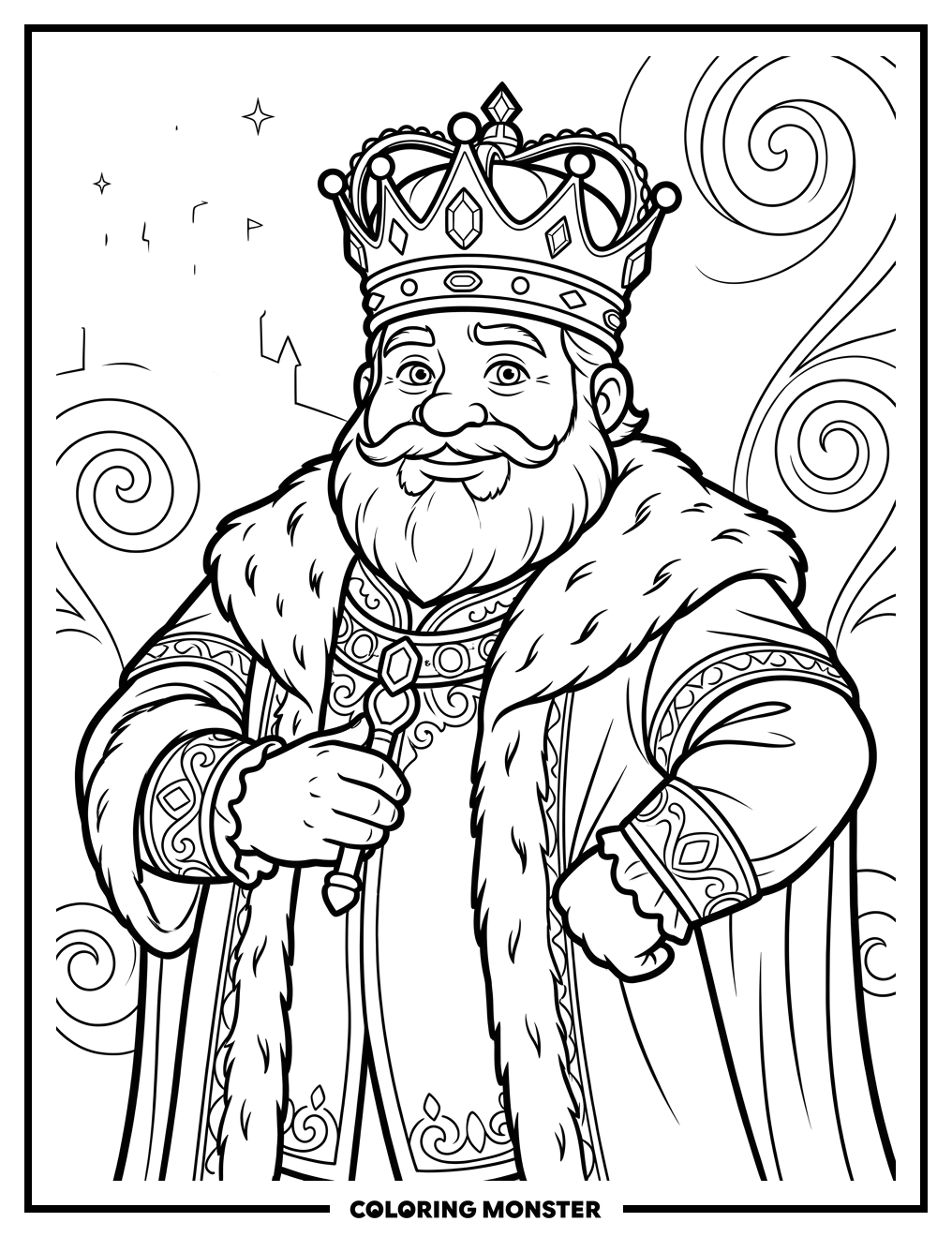 King Bob With Golden Crown Coloring Page