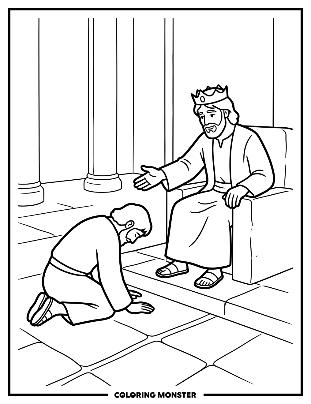 King David Welcomes Mephibosheth Coloring Page