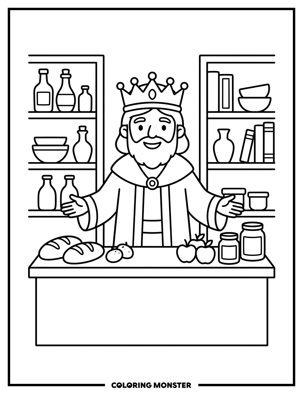 King in a Royal Shop Coloring Page