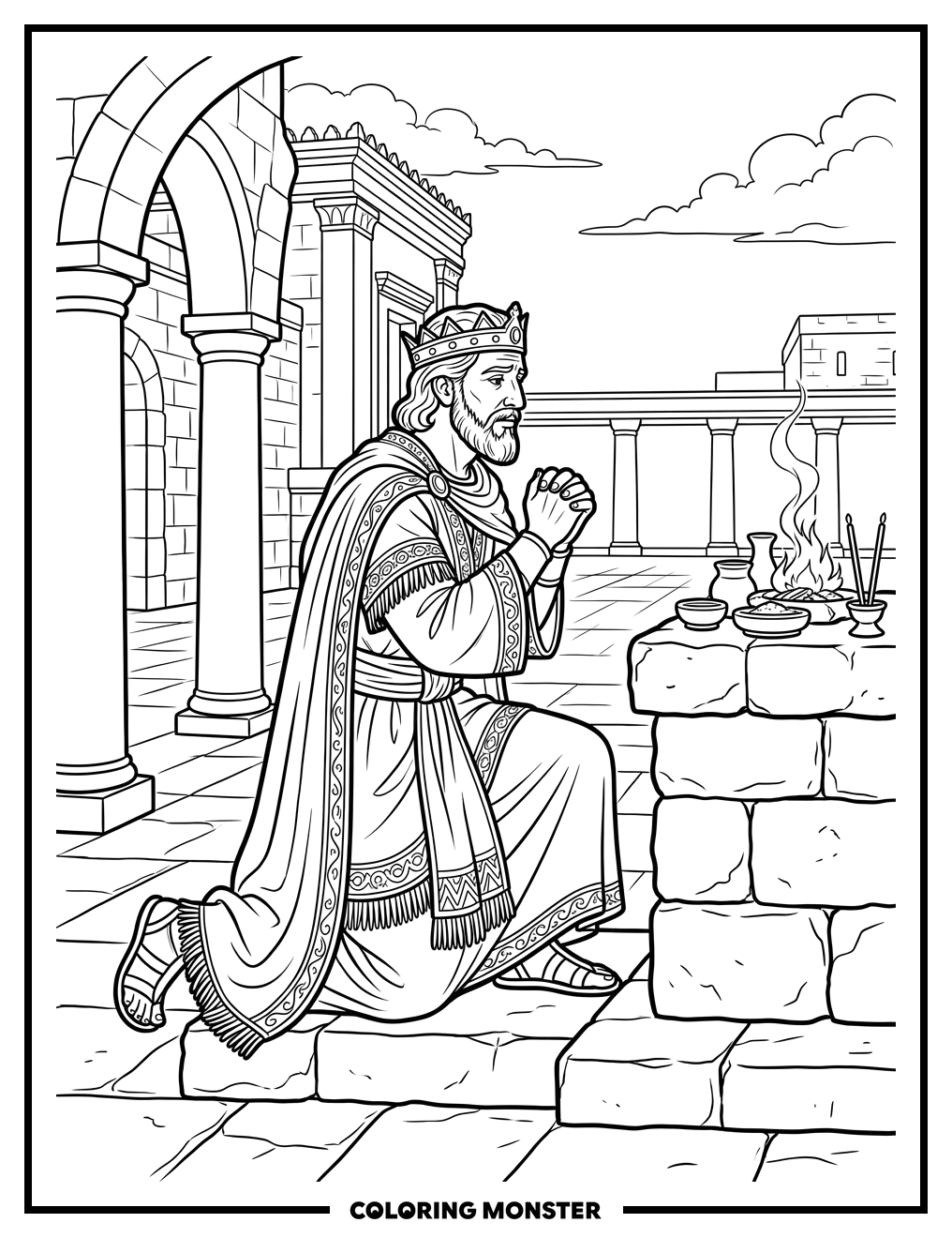 King Jehoshaphat Praying Coloring Page