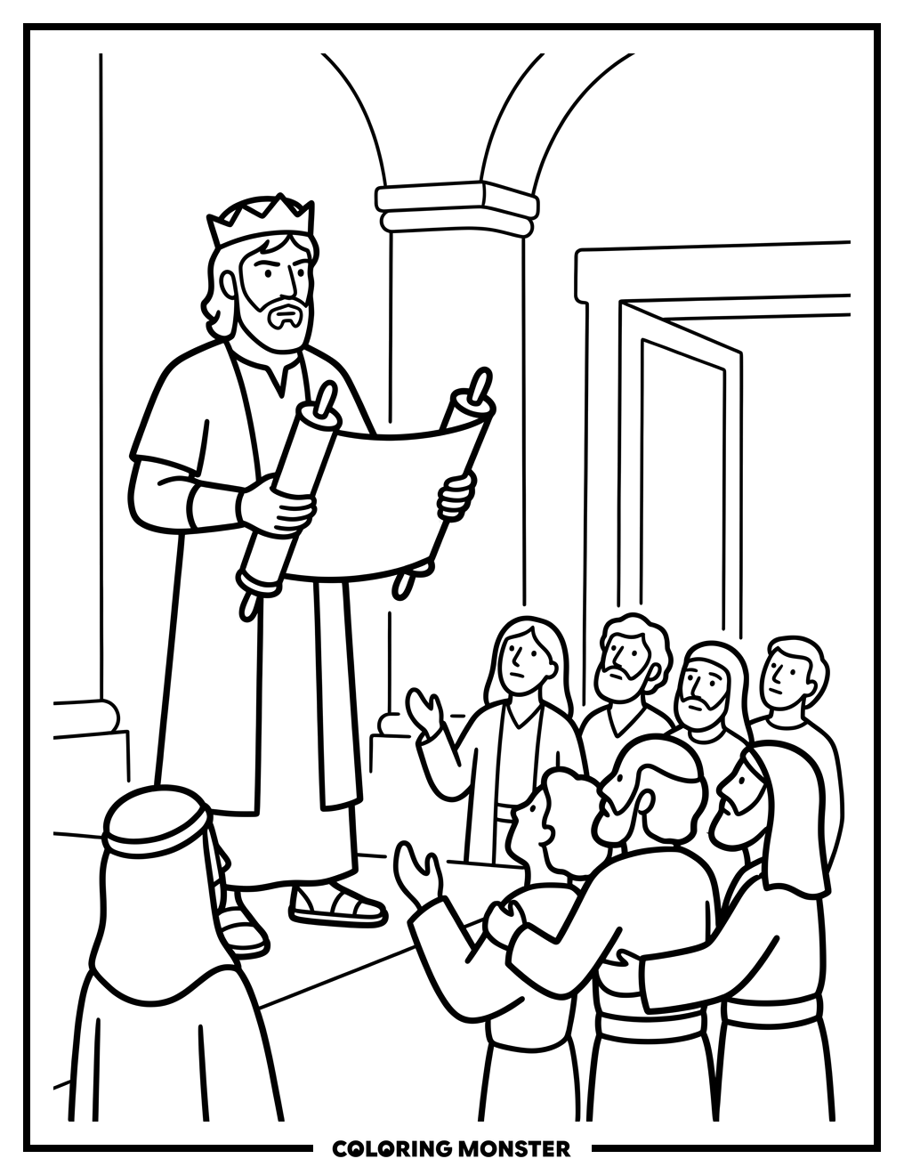 King Josiah Reads the Scroll Coloring Page