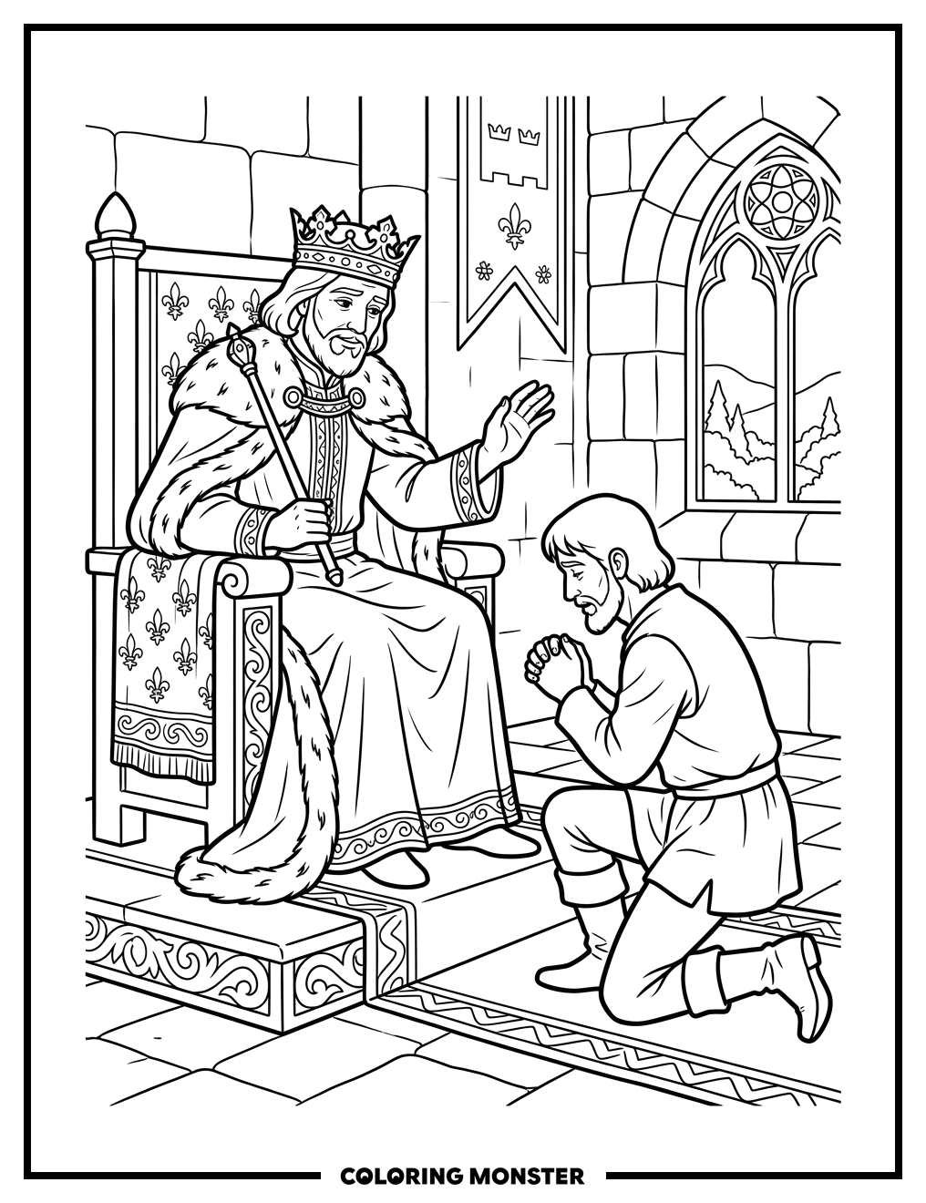 King Offering Forgiveness Coloring Page