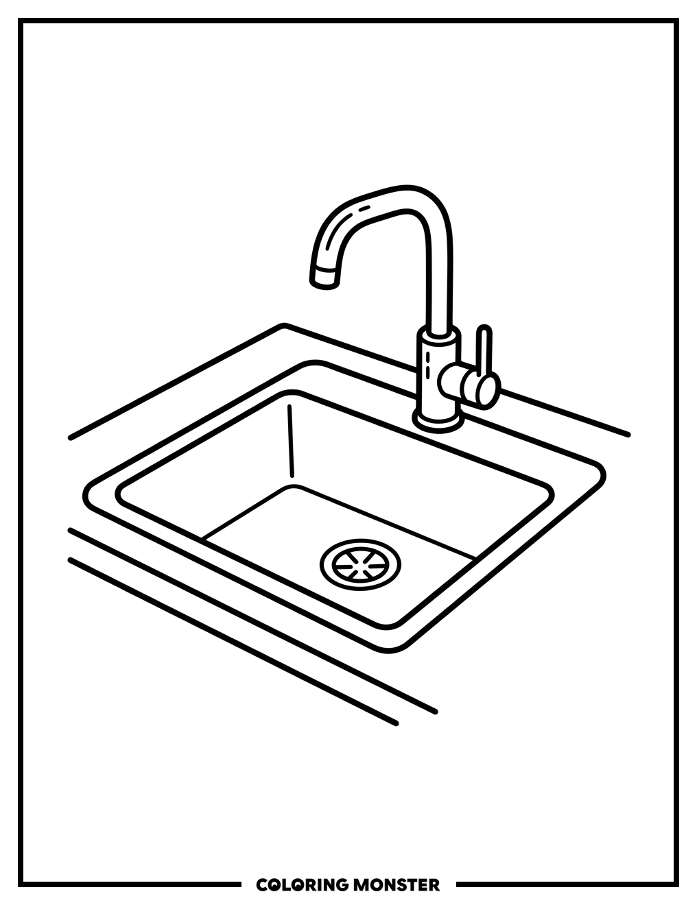 Kitchen Sink With Faucet Coloring Page