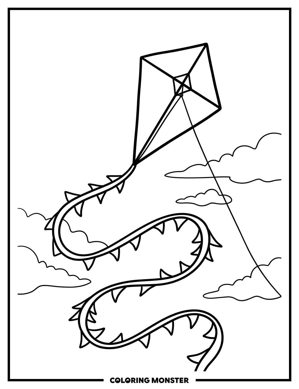 Kite in a Blue Sky Coloring Page
